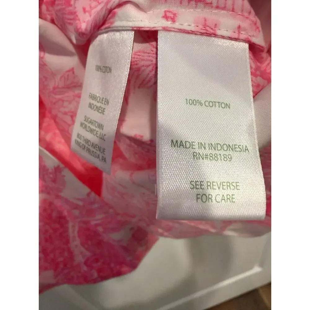 Lilly Pulitzer Barbara Top Palm Beach Anniversary Toile Pink White Sz 4 - NWT